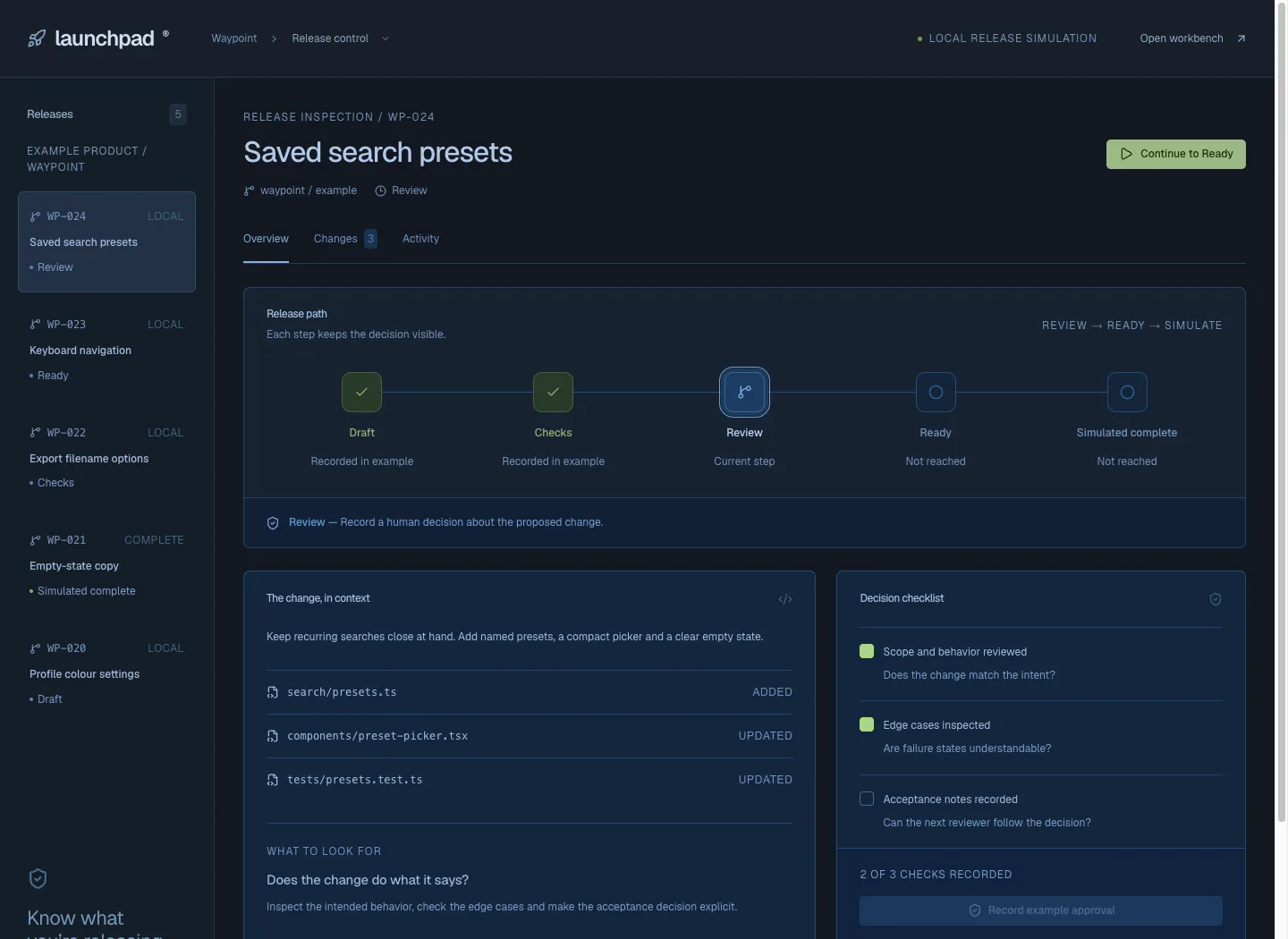 Launchpad: application interface